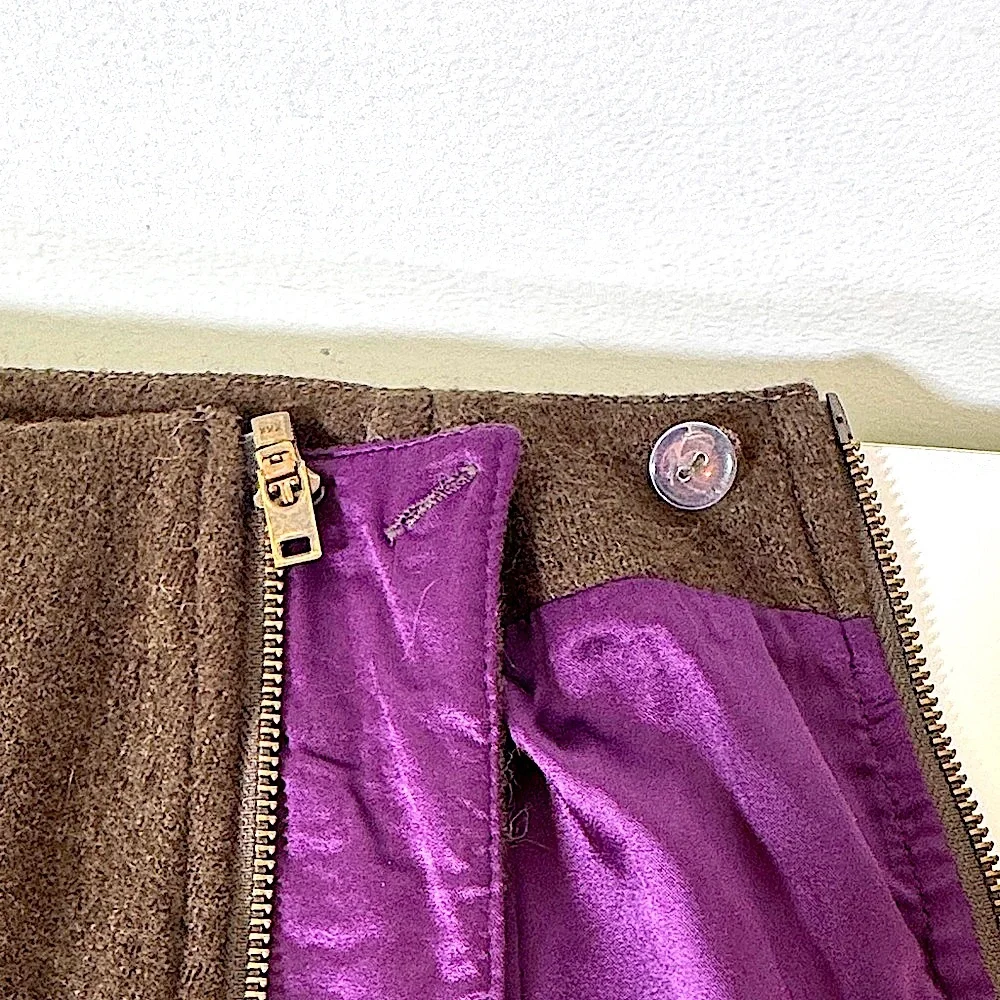 Dark Green Wool Zippered Mini Skirt Sz- 4